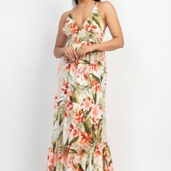 Floral Tropical Maxi Dress - Picture 1 of 12